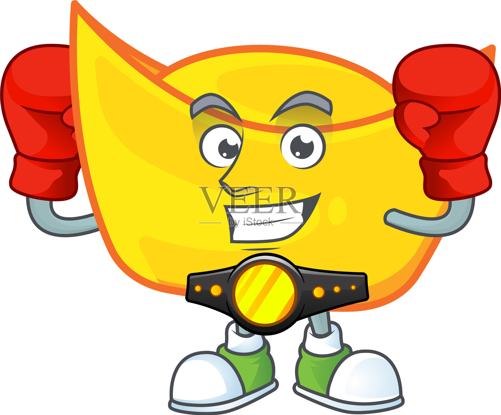 笑脸拳击中国金元宝卡通设计元素图片