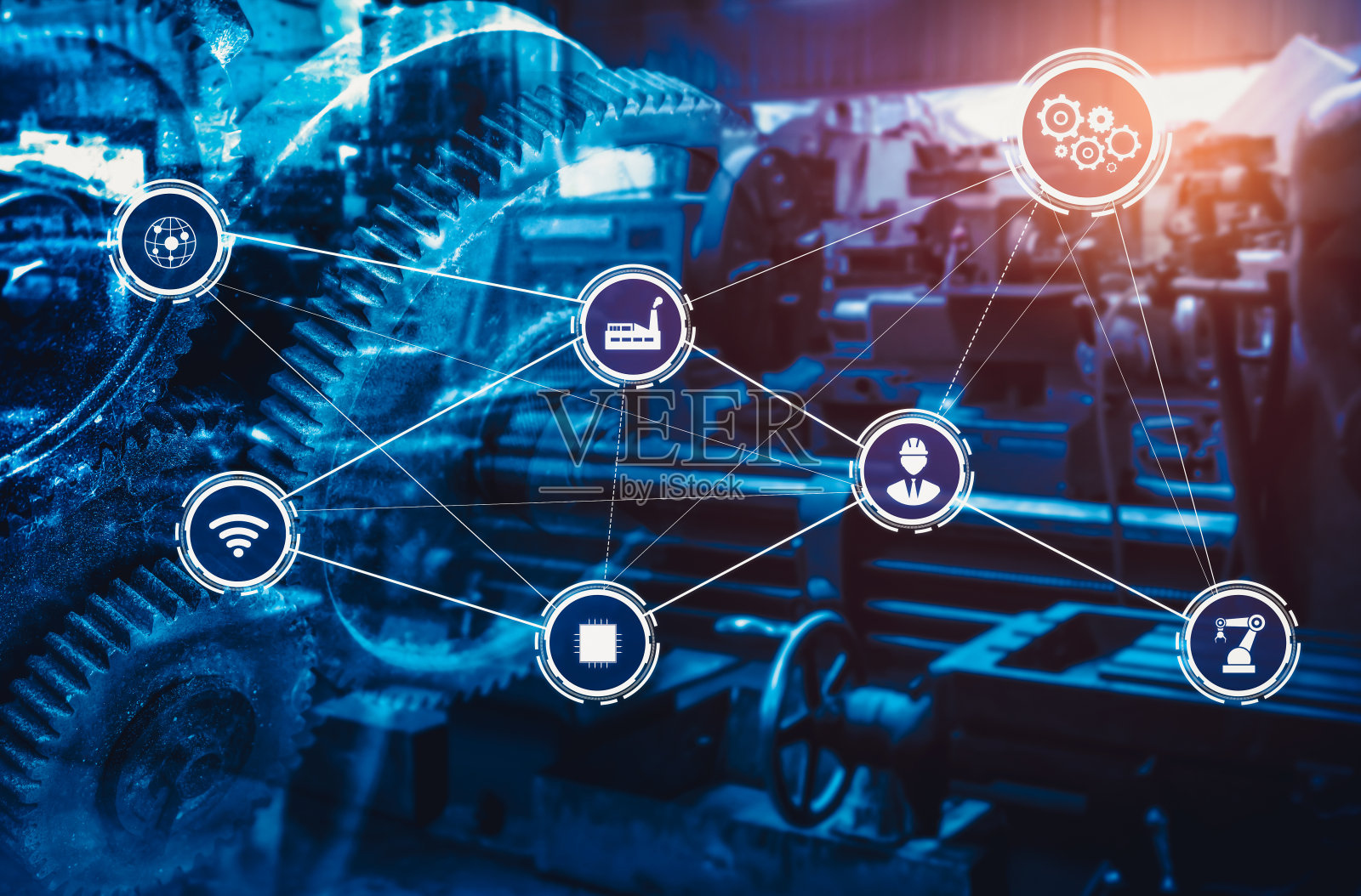 工业4.0技术概念——第四次工业革命的智能工厂照片摄影图片