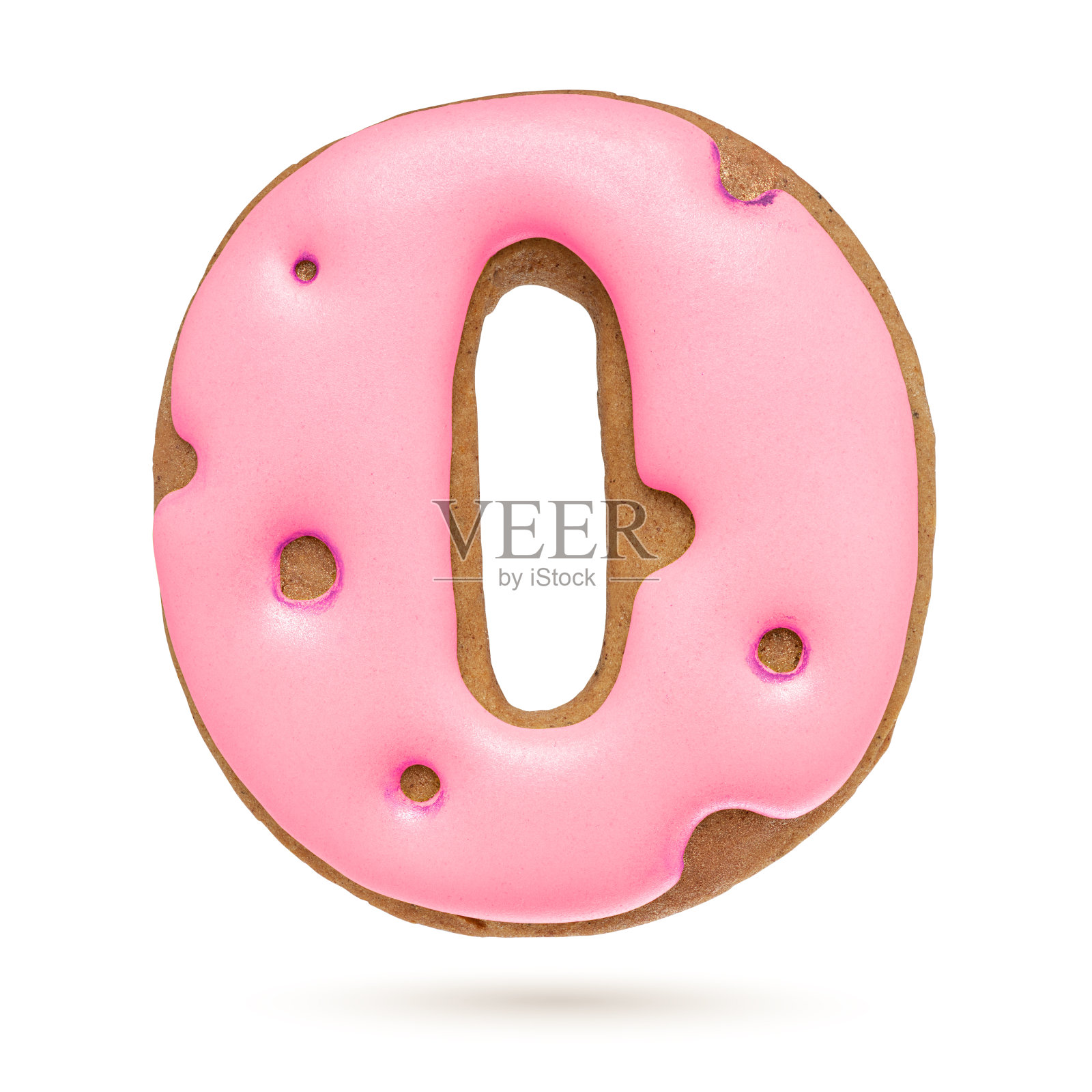 大写字母O.粉红色姜饼饼干孤立在白色。照片摄影图片