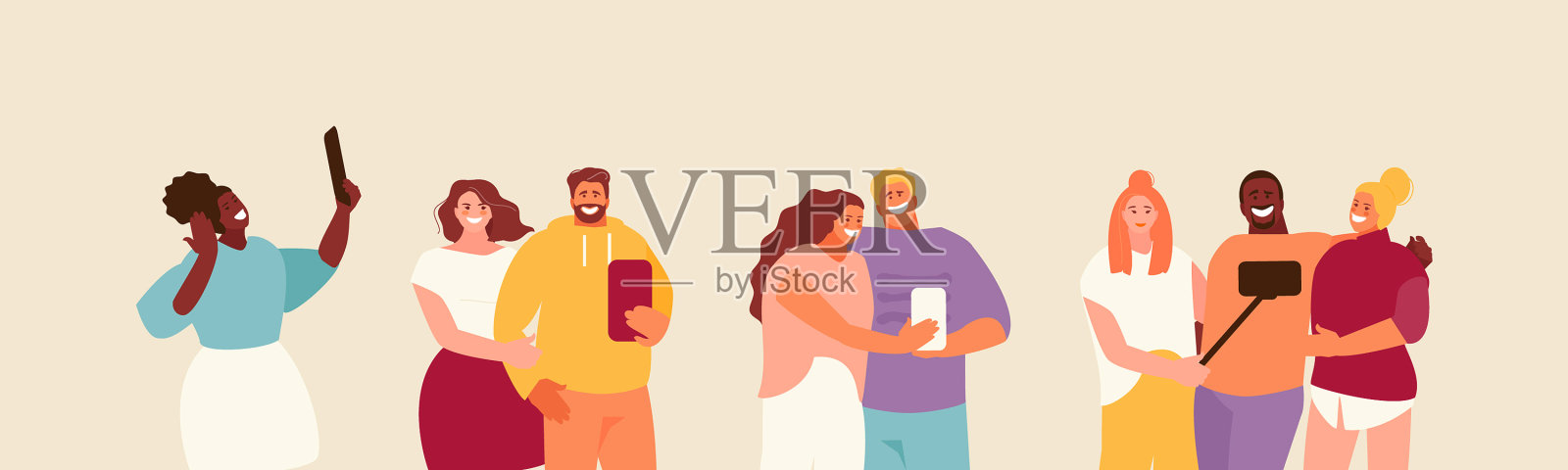 人们把selfies插画图片素材