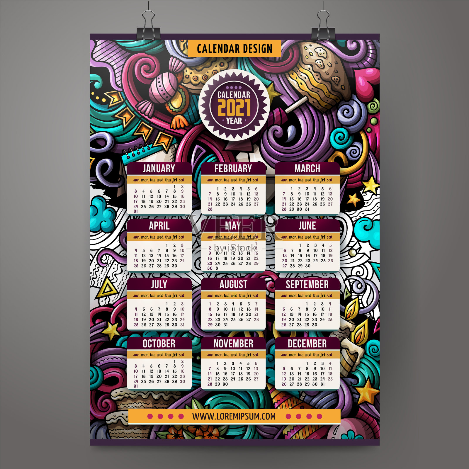 卡通彩色手绘涂鸦假期2021插画图片素材