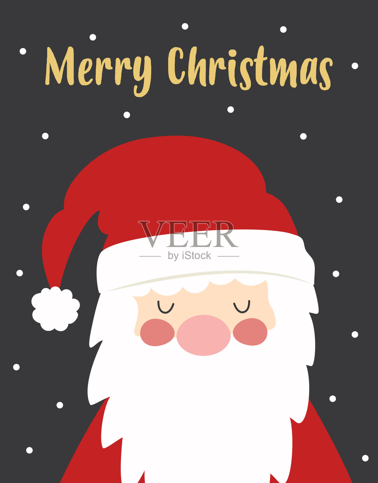 圣诞贺卡上有可爱的圣诞老人设计模板素材