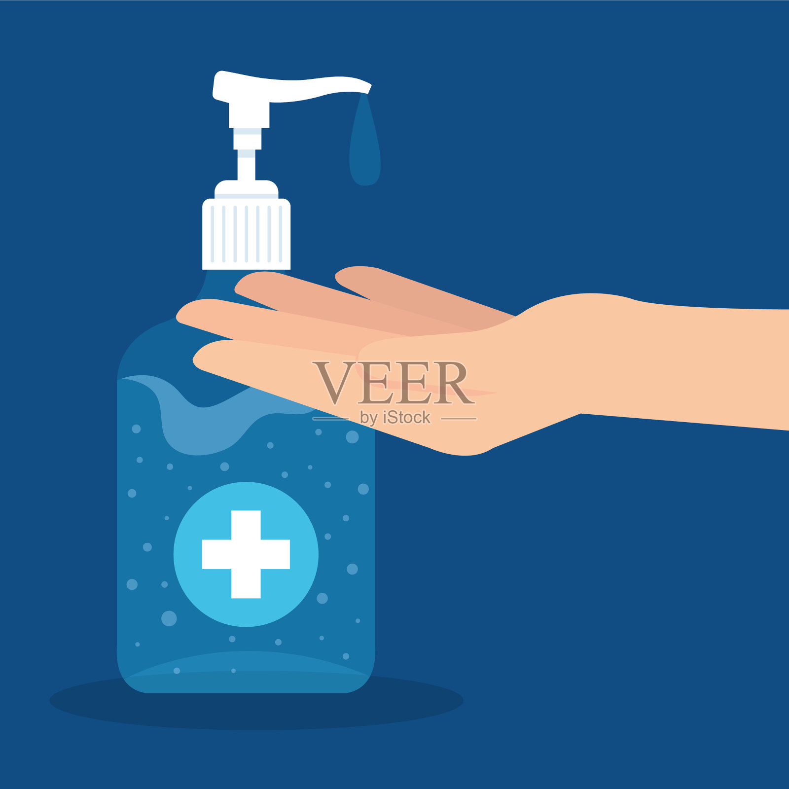 手消毒液泵瓶自洗凝胶插画图片素材