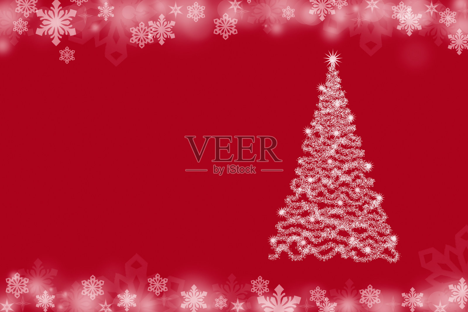 圣诞节的背景是圣诞树和红色的雪花插画图片素材