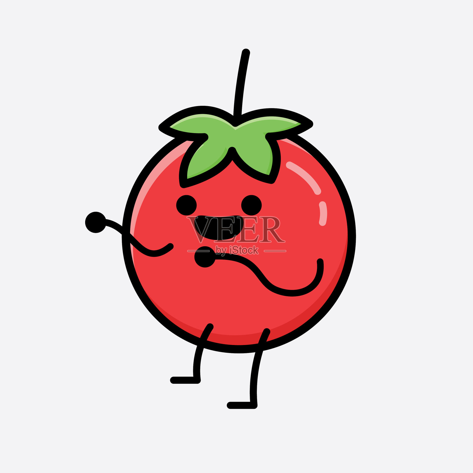 可爱的红番茄吉祥物人物在平面设计插画图片素材