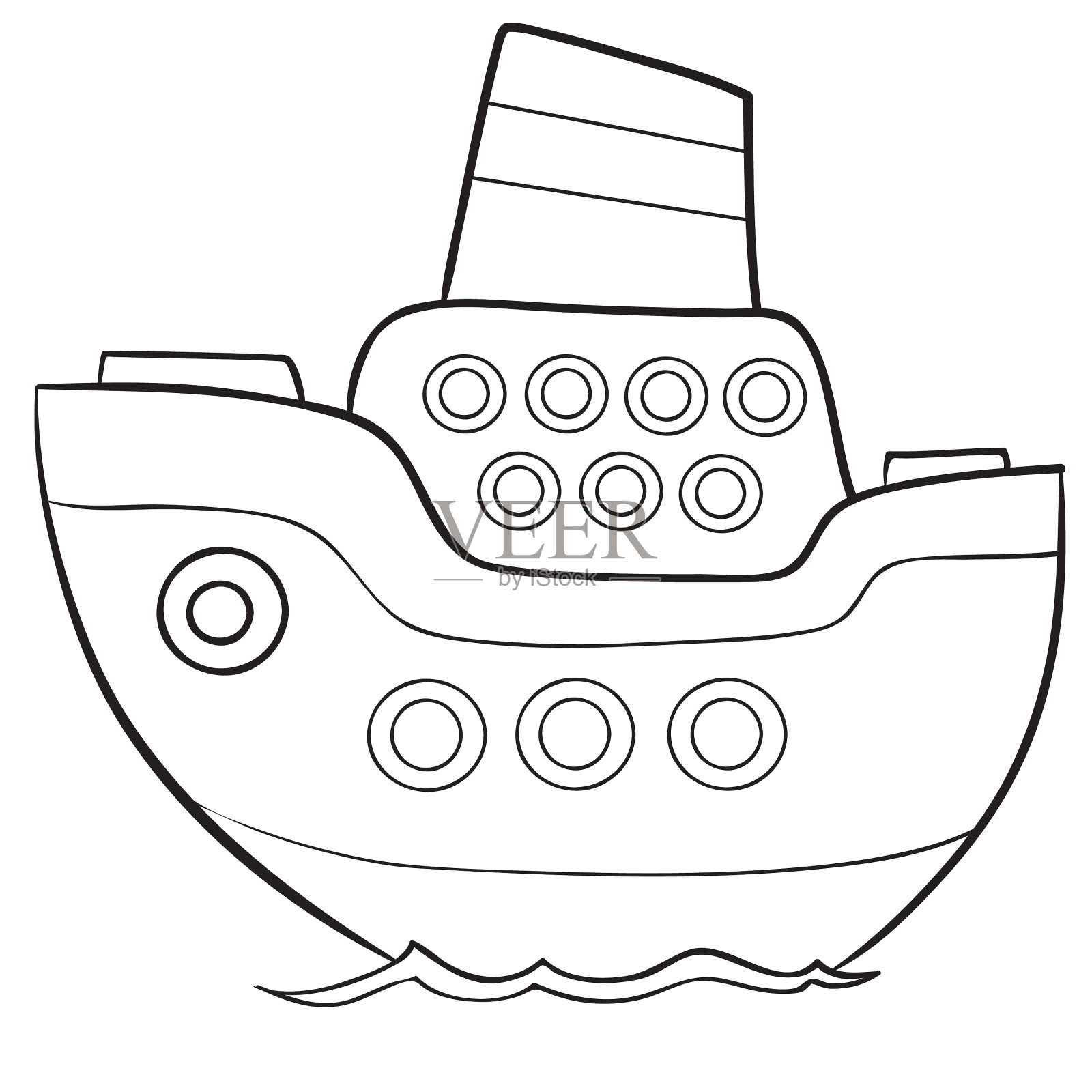 船舶素描着色书孤立对象上设计元素图片