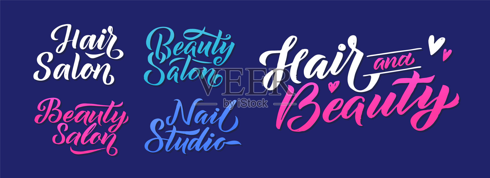 美容院标志设计卡发廊插画图片素材