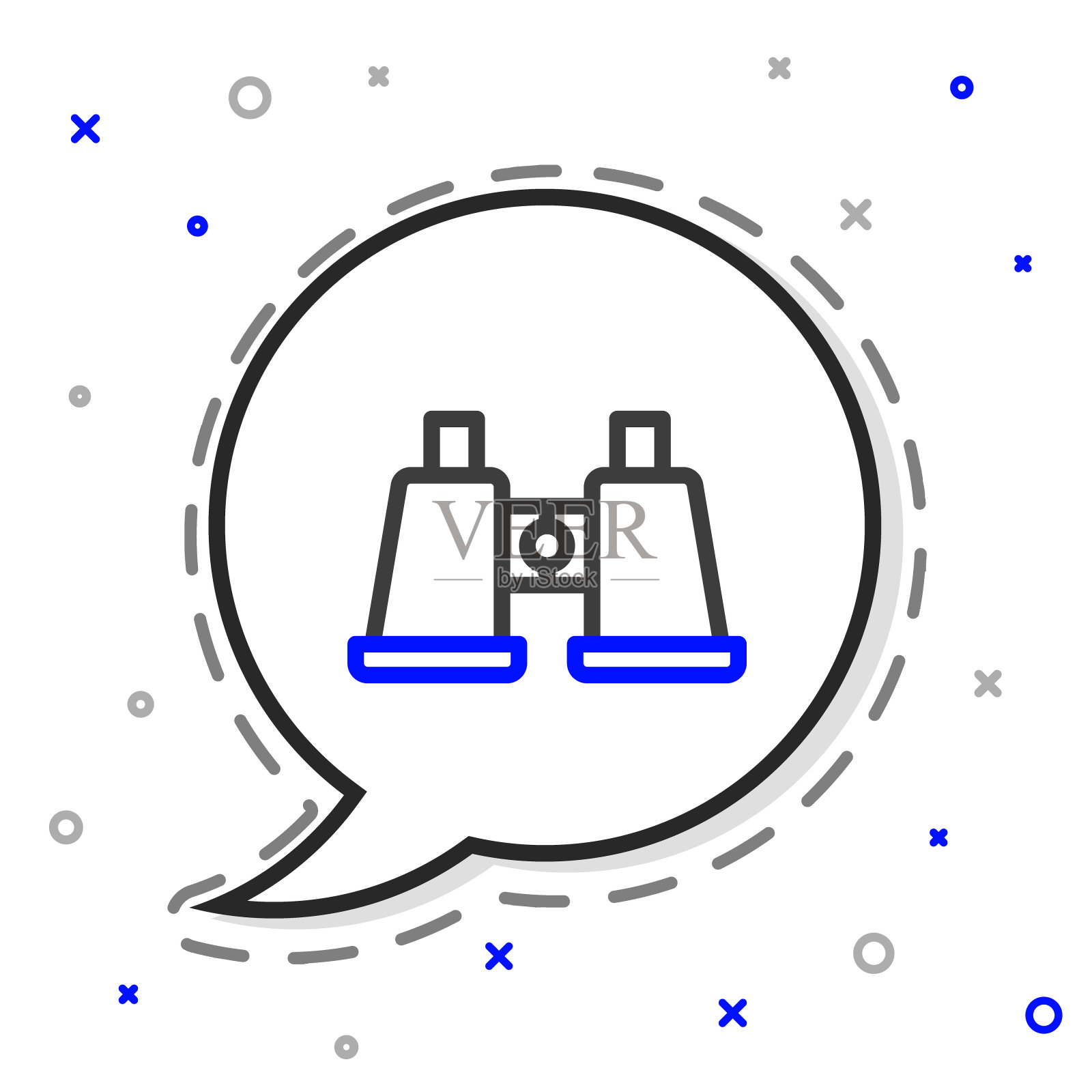 双筒望远镜图标孤立在白色背景上。找到软件的迹象。间谍设备符号。色彩斑斓的轮廓的概念。向量图标素材