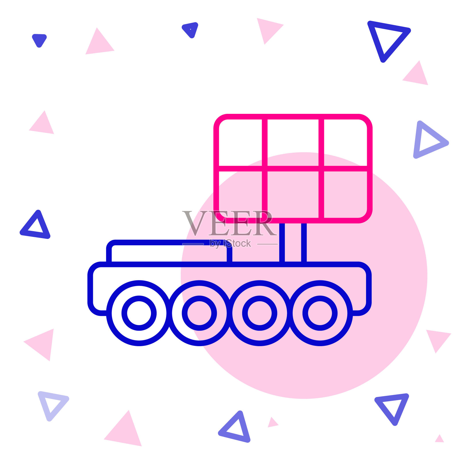 线火星漫游者图标孤立在白色背景。空间探测器。太空城的迹象。用来研究行星表面的装置。色彩斑斓的轮廓的概念。向量插画图片素材