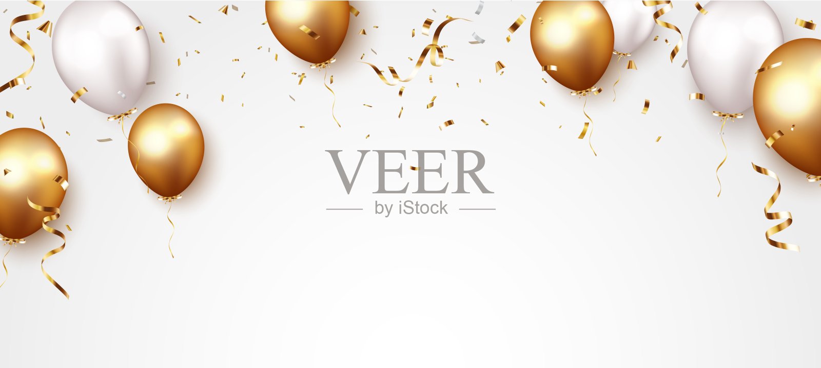 金色纸屑气球庆祝banner插画图片素材