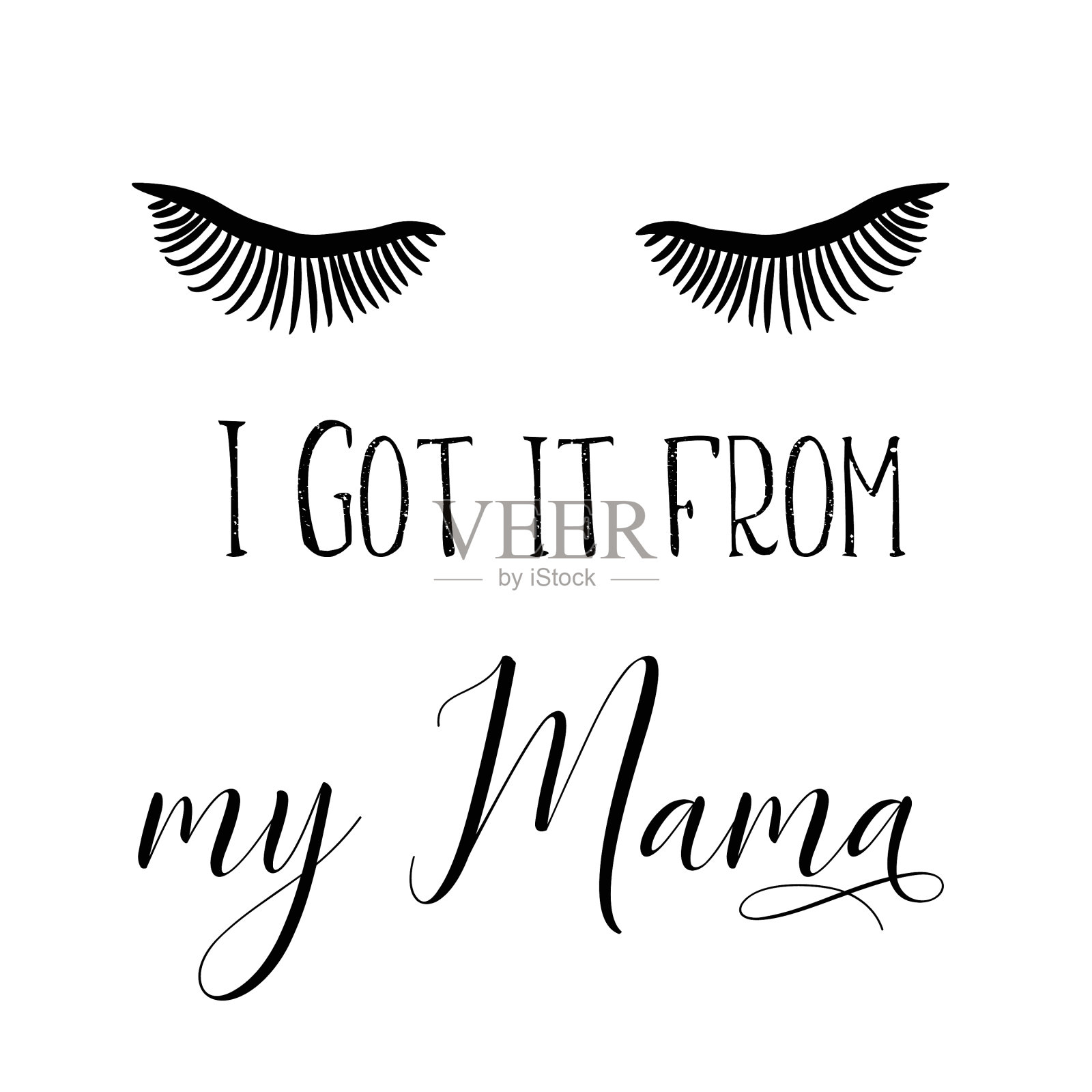 女性脸上有化妆，睫毛上有眼珠插画图片素材