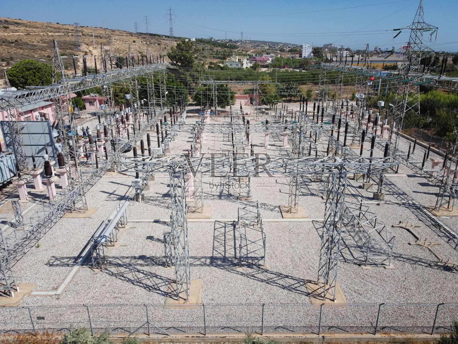 变压器发电厂鸟瞰图照片摄影图片