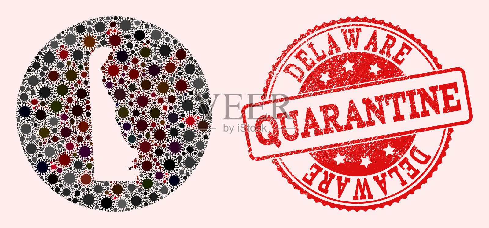 冠状病毒孔圈地图特拉华州插画图片素材