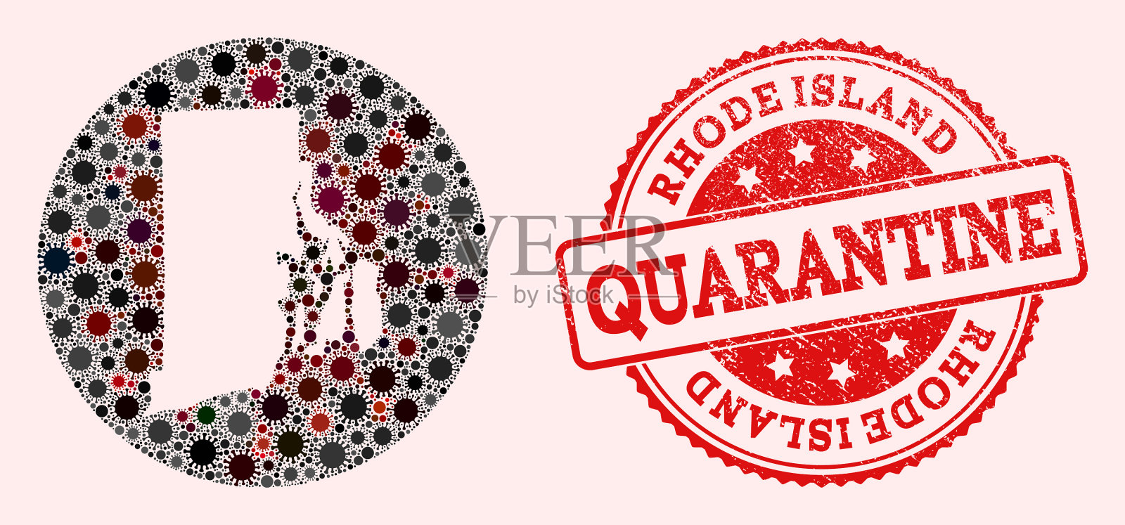 冠状病毒孔圈地图罗德岛州插画图片素材