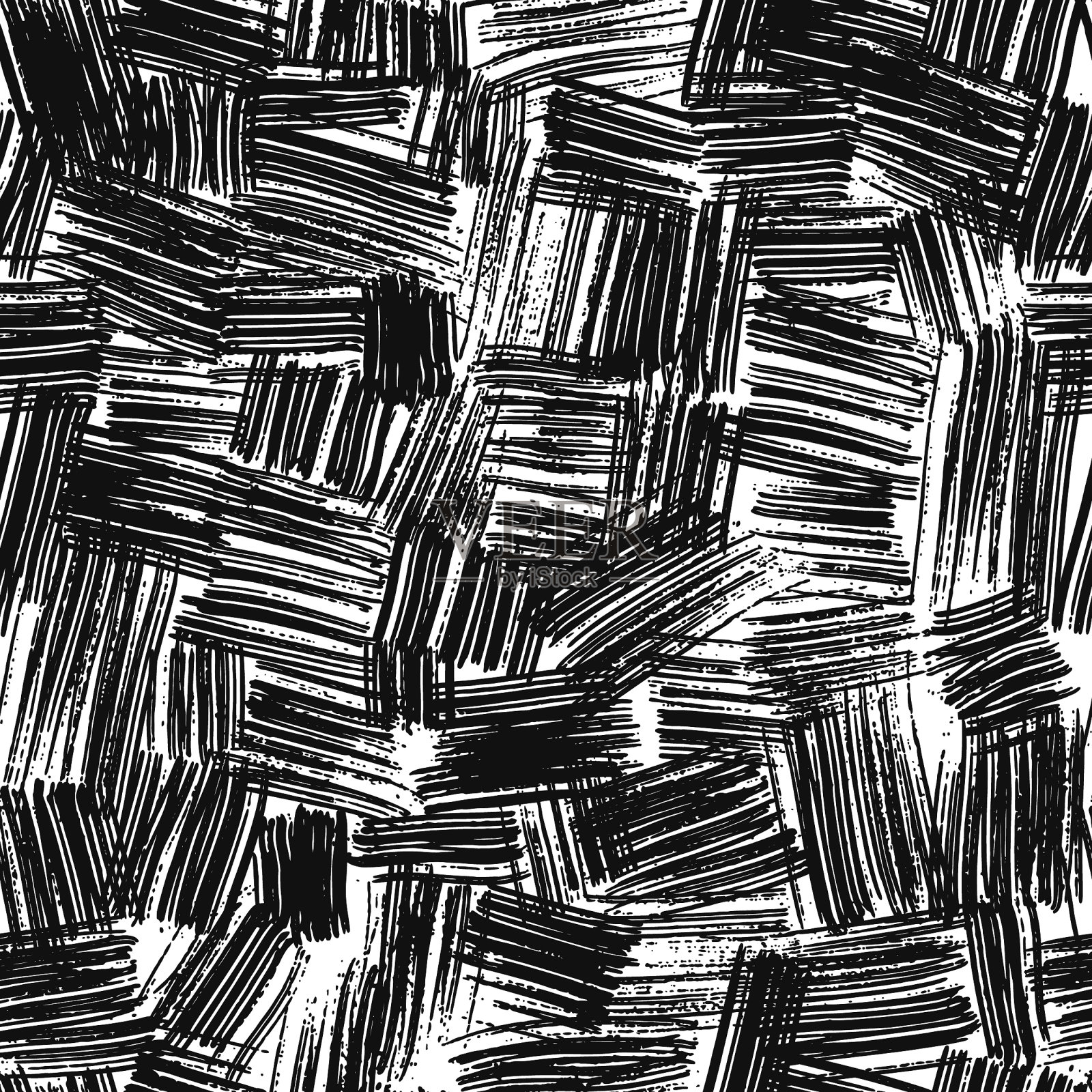 单色垃圾线条无缝图案手插画图片素材