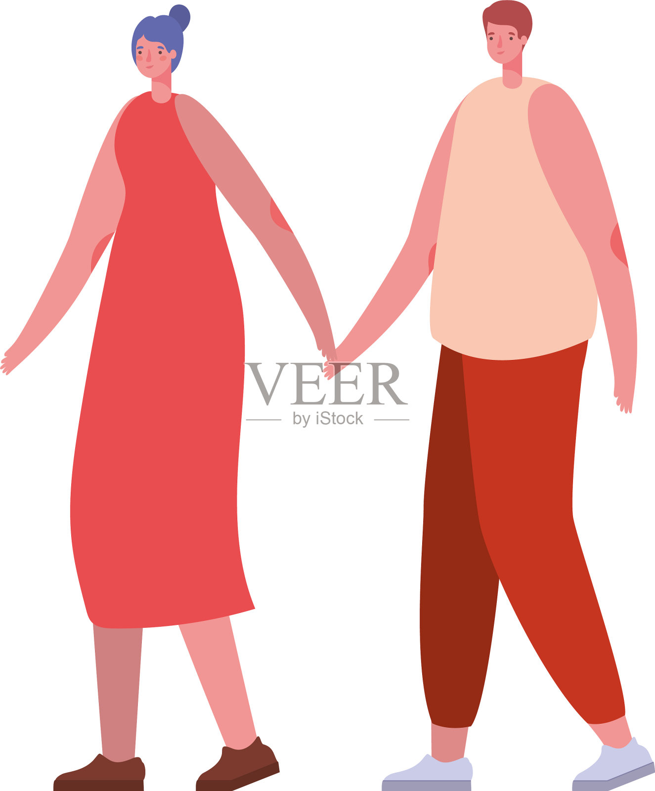 一对男女卡通设计插画图片素材