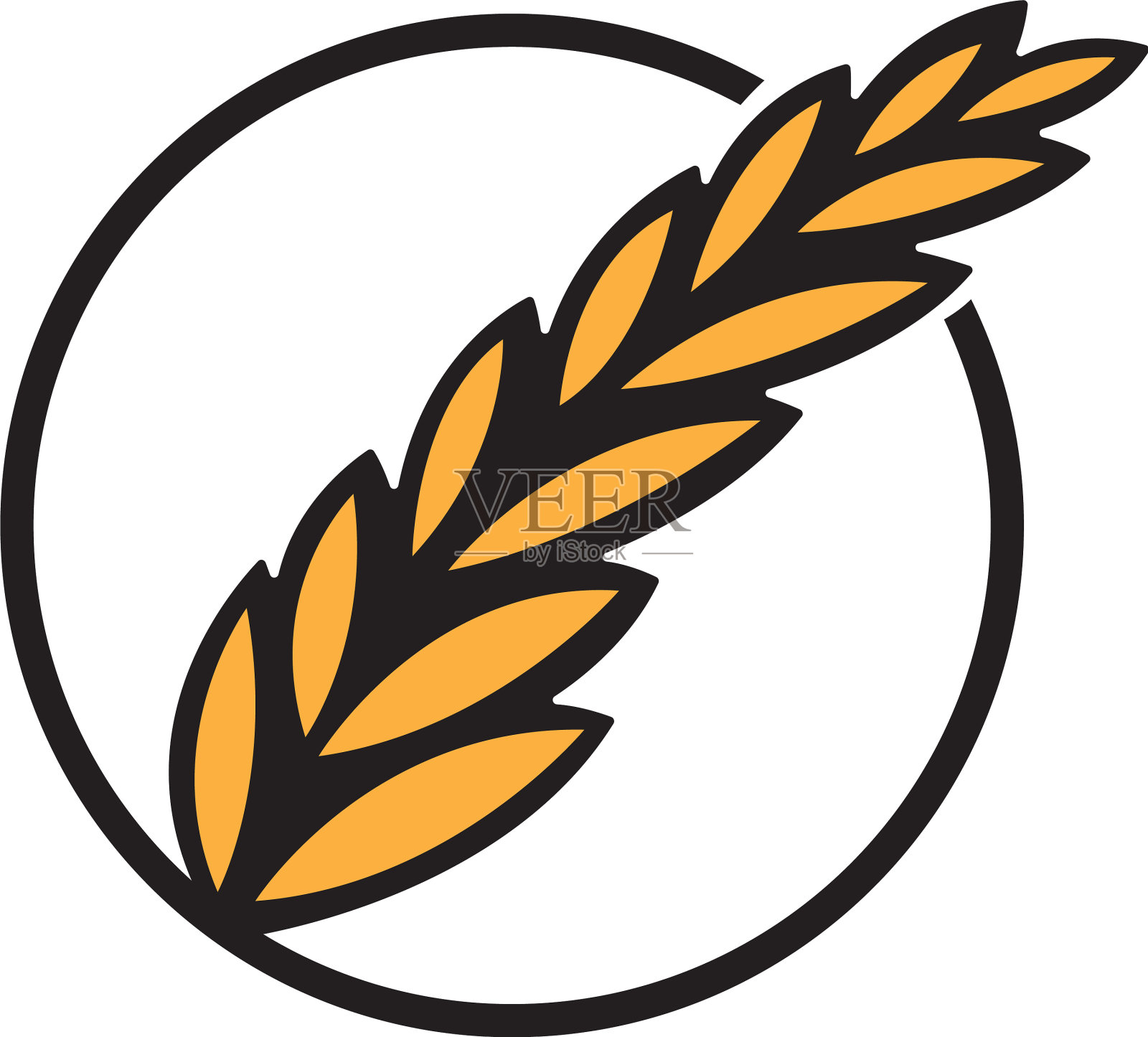 农业小麦标志模板豪华小麦标志插画图片素材