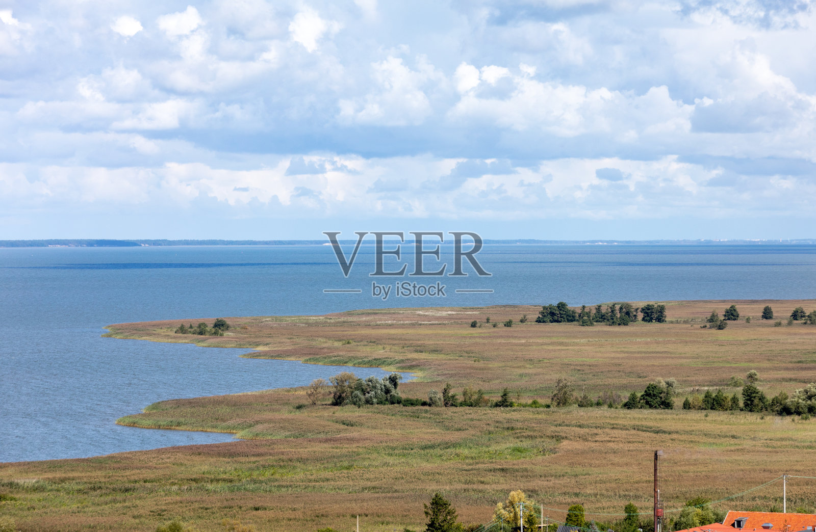 鸟瞰Frombork和Vistula泻湖，波兰。照片摄影图片