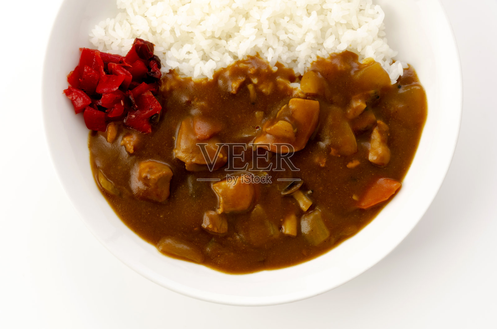 日本料理，咖喱鸡饭照片摄影图片