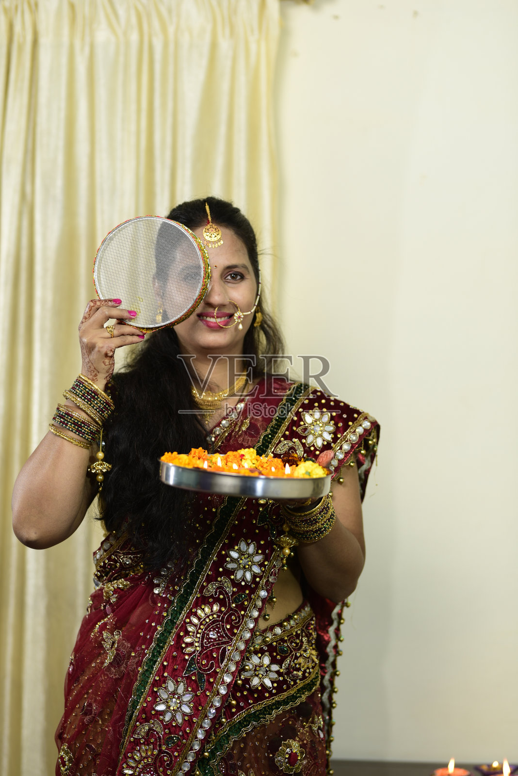 印度karwachhauth庆典照片摄影图片