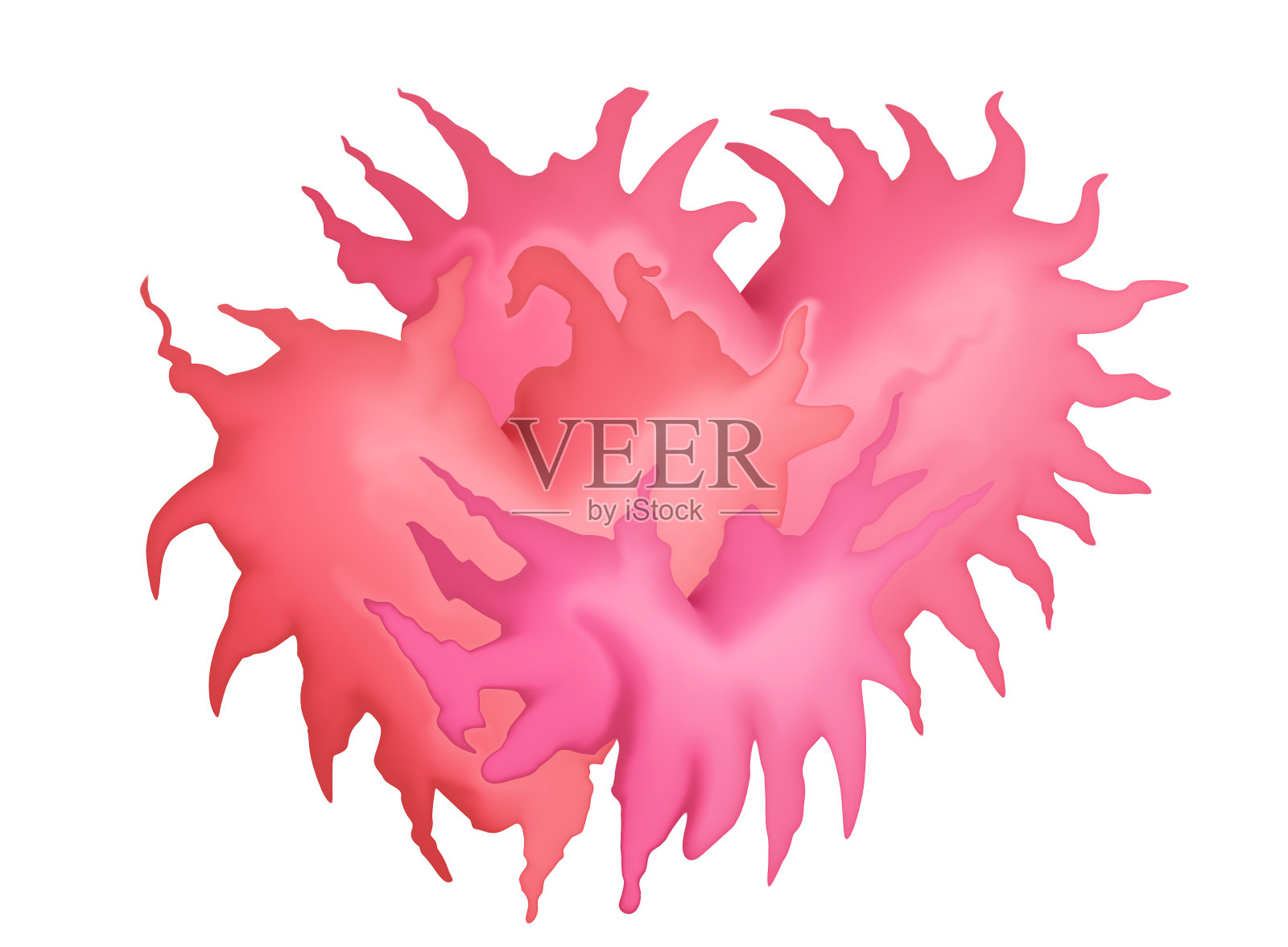 风格化不同寻常的三颗心孤立在白色，3d渲染照片摄影图片