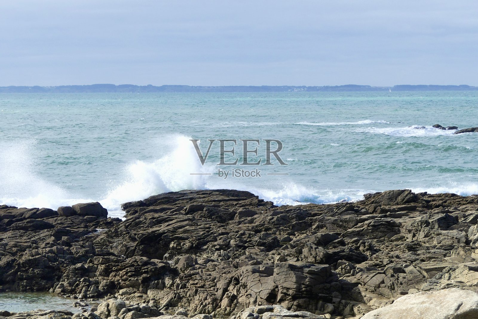 基伯隆的海景和海浪照片摄影图片