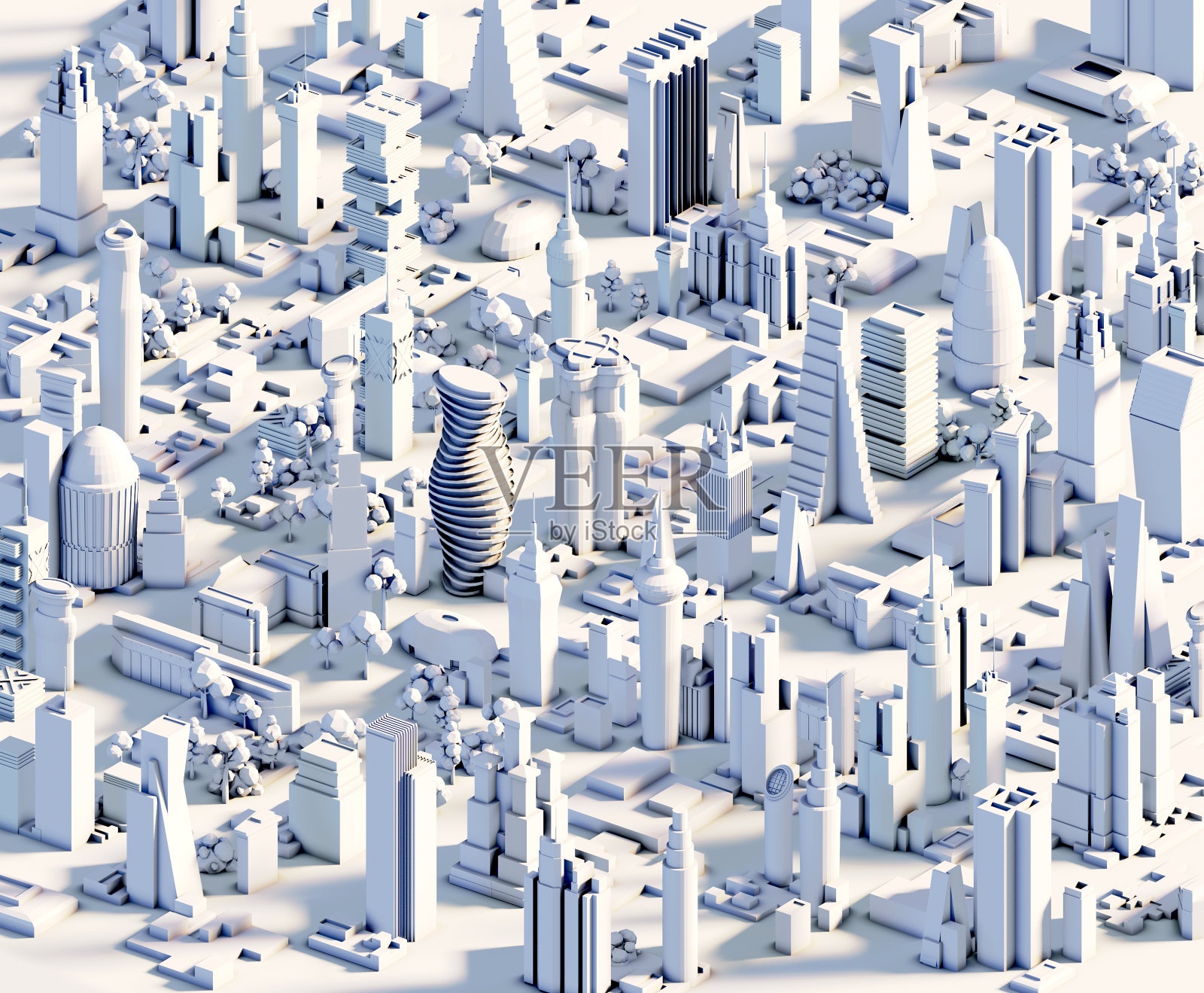 现代城市3D渲染图：商业和银行区与摩天大楼，现代企业建筑，首都，未来主义的城市景观。商业背景照片摄影图片