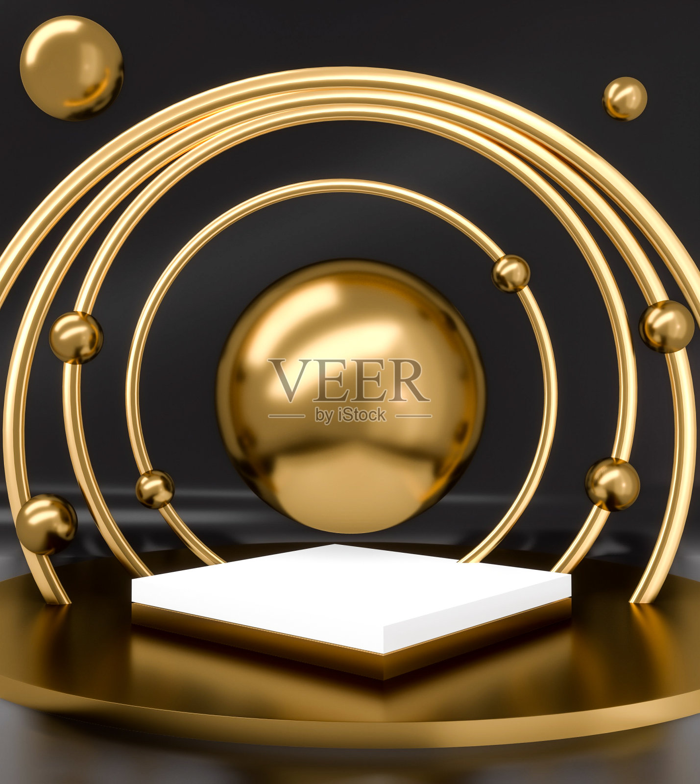 白色背景下的圆柱形裙台呈现化妆品的几何形状。三维渲染照片摄影图片