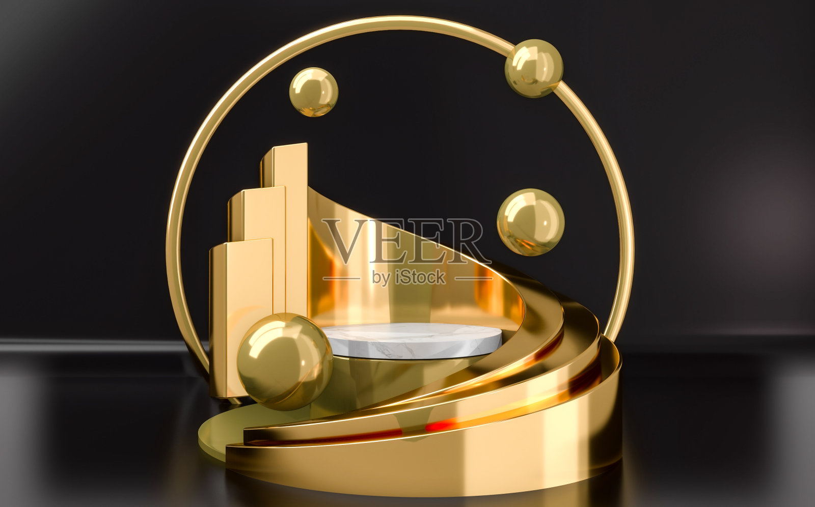 白色背景下的圆柱形裙台呈现化妆品的几何形状。三维渲染照片摄影图片