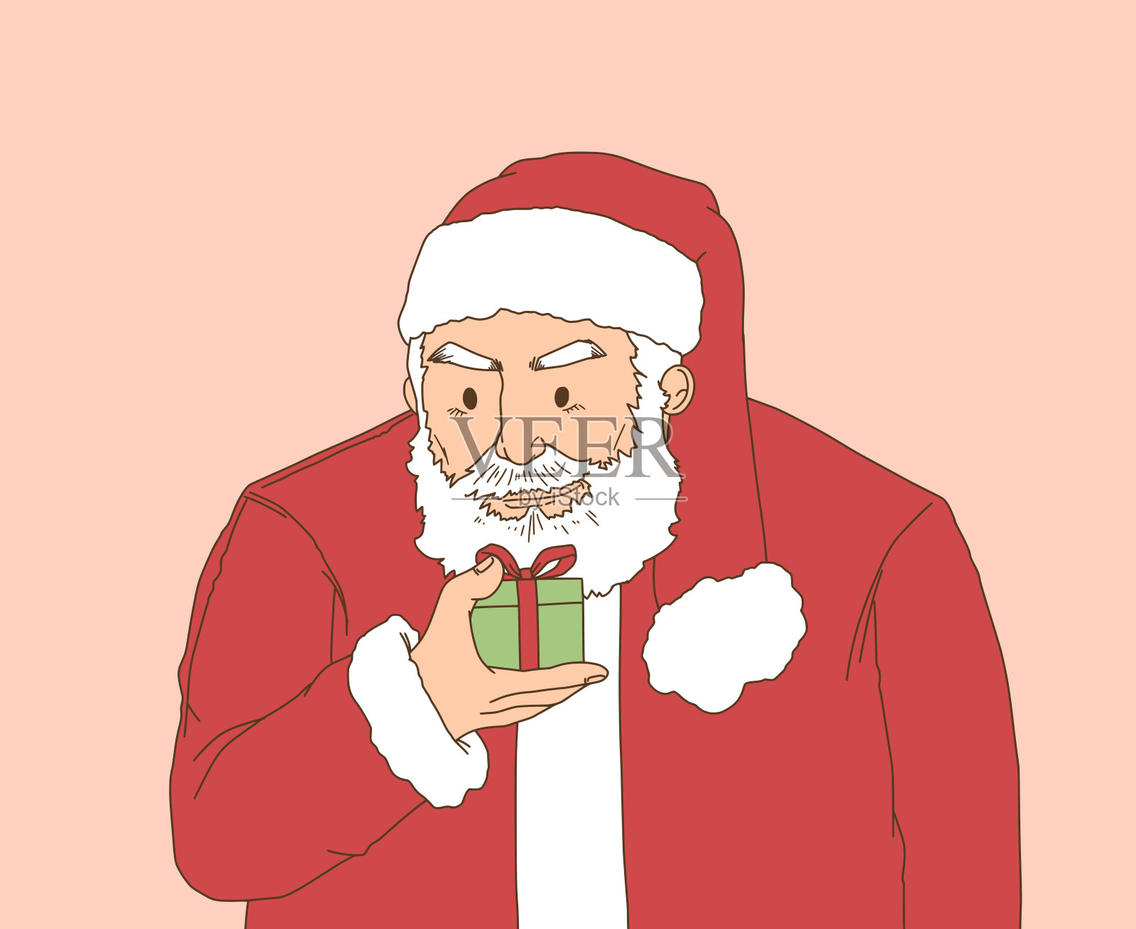 圣诞老人与礼盒，圣诞概念和新年概念，扁平人物设计插画图片素材