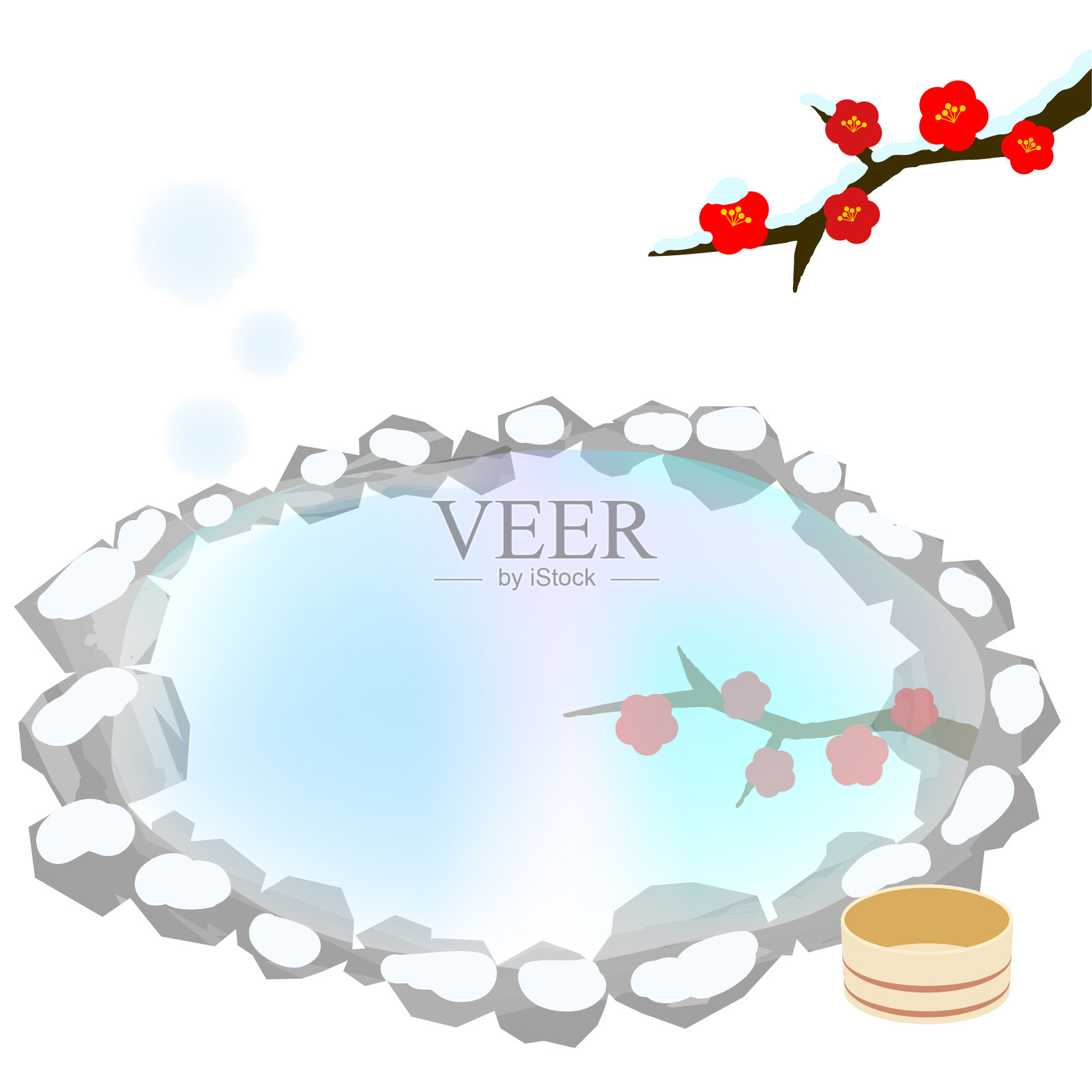 冬天的温泉插画图片素材
