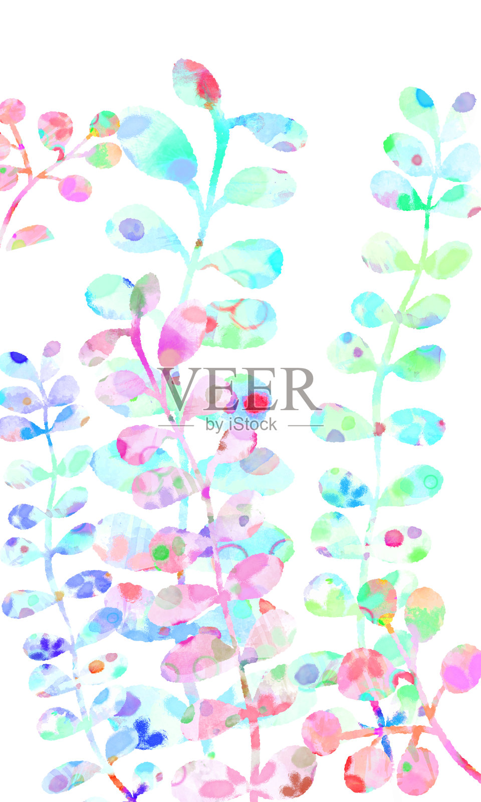 彩虹色叶的水色向量插画图片素材