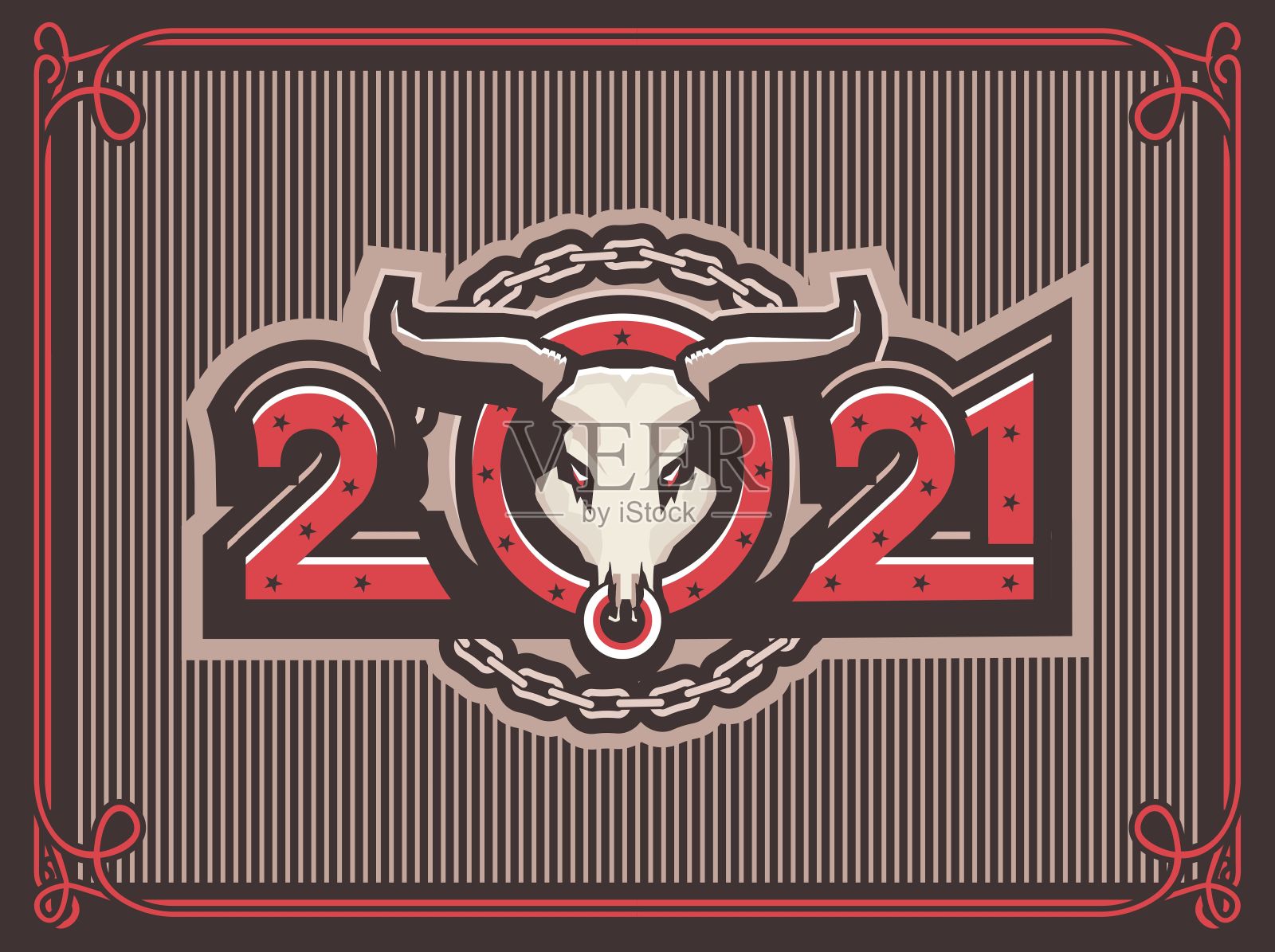 2021年象征牛年插画图片素材