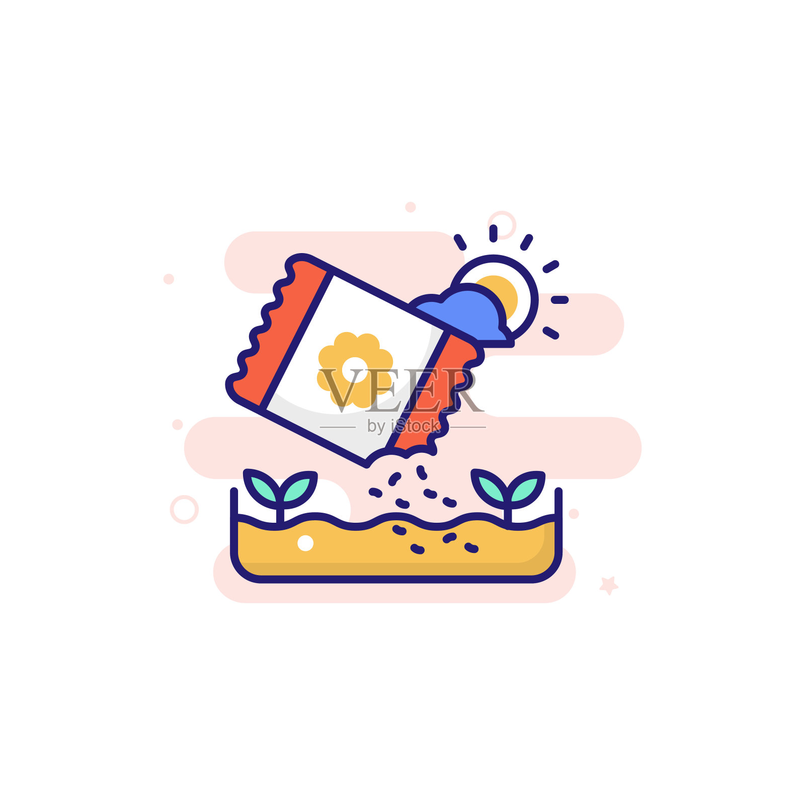 种子轮廓填充样式图标。EPS文件10插画图片素材