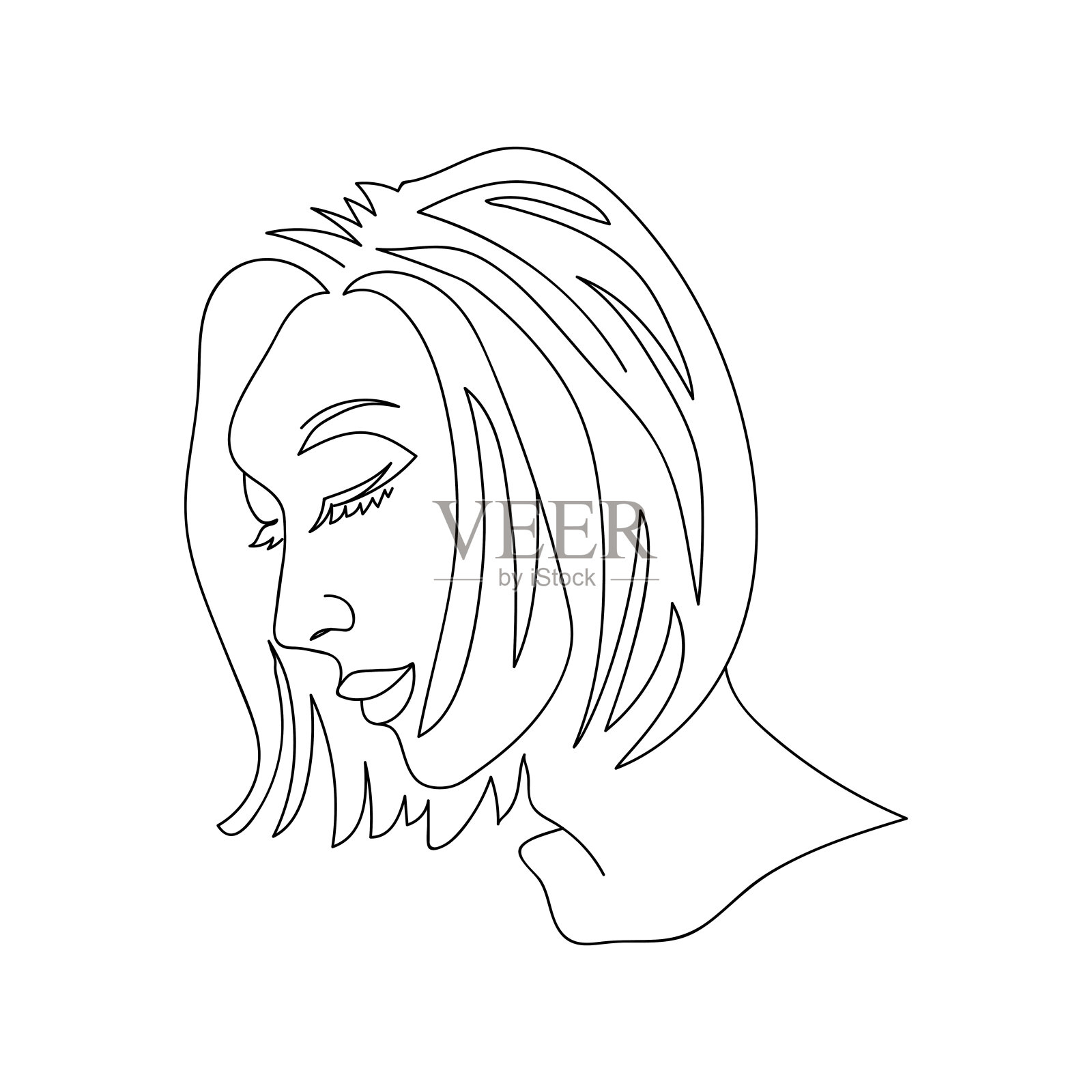 连续的线条，时尚的概念，美极简t恤设计，矢量插图插画图片素材