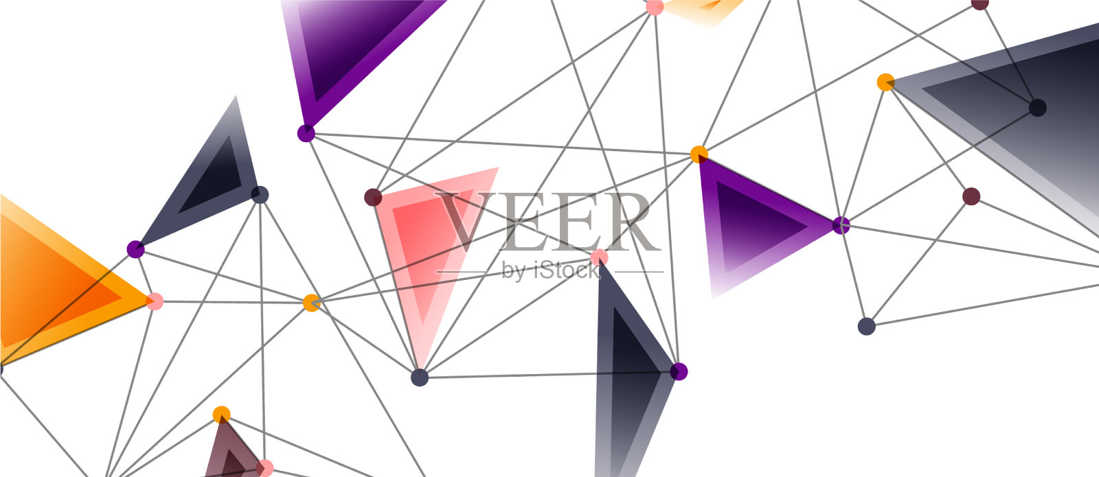 线点连接三角技术插画图片素材