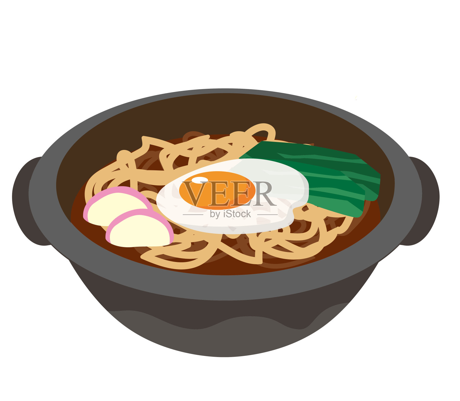 名古屋特产味噌乌冬插画图片素材