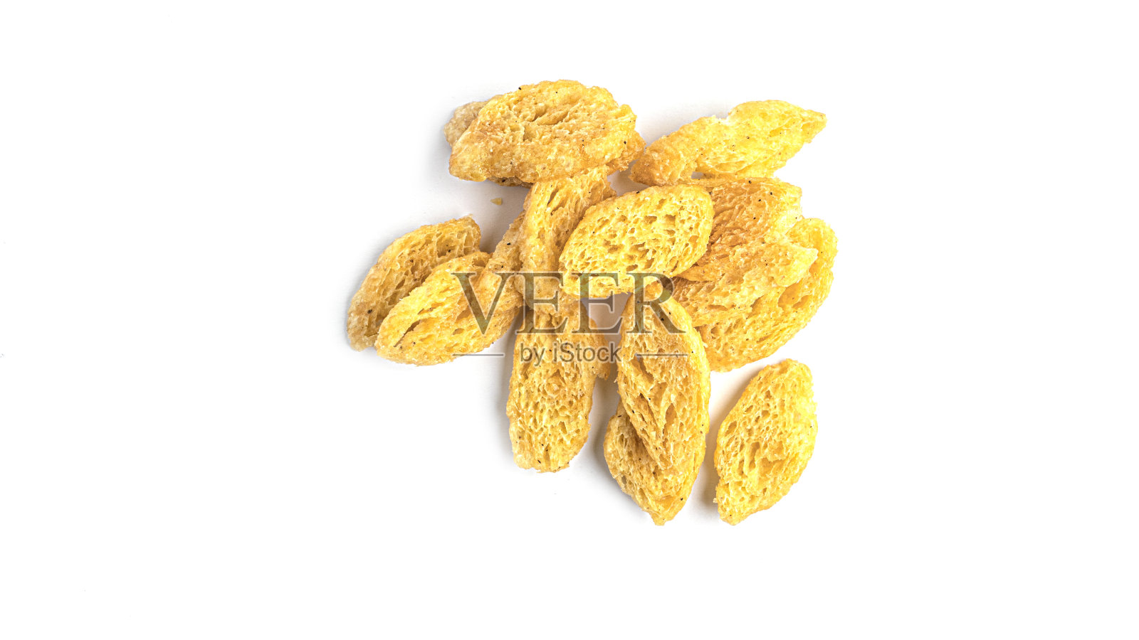 Сroutons白色背景。从上面看照片摄影图片