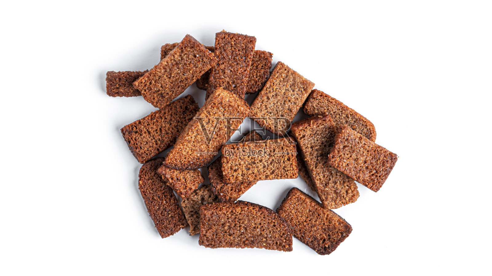 Сroutons白色背景。从上面看照片摄影图片