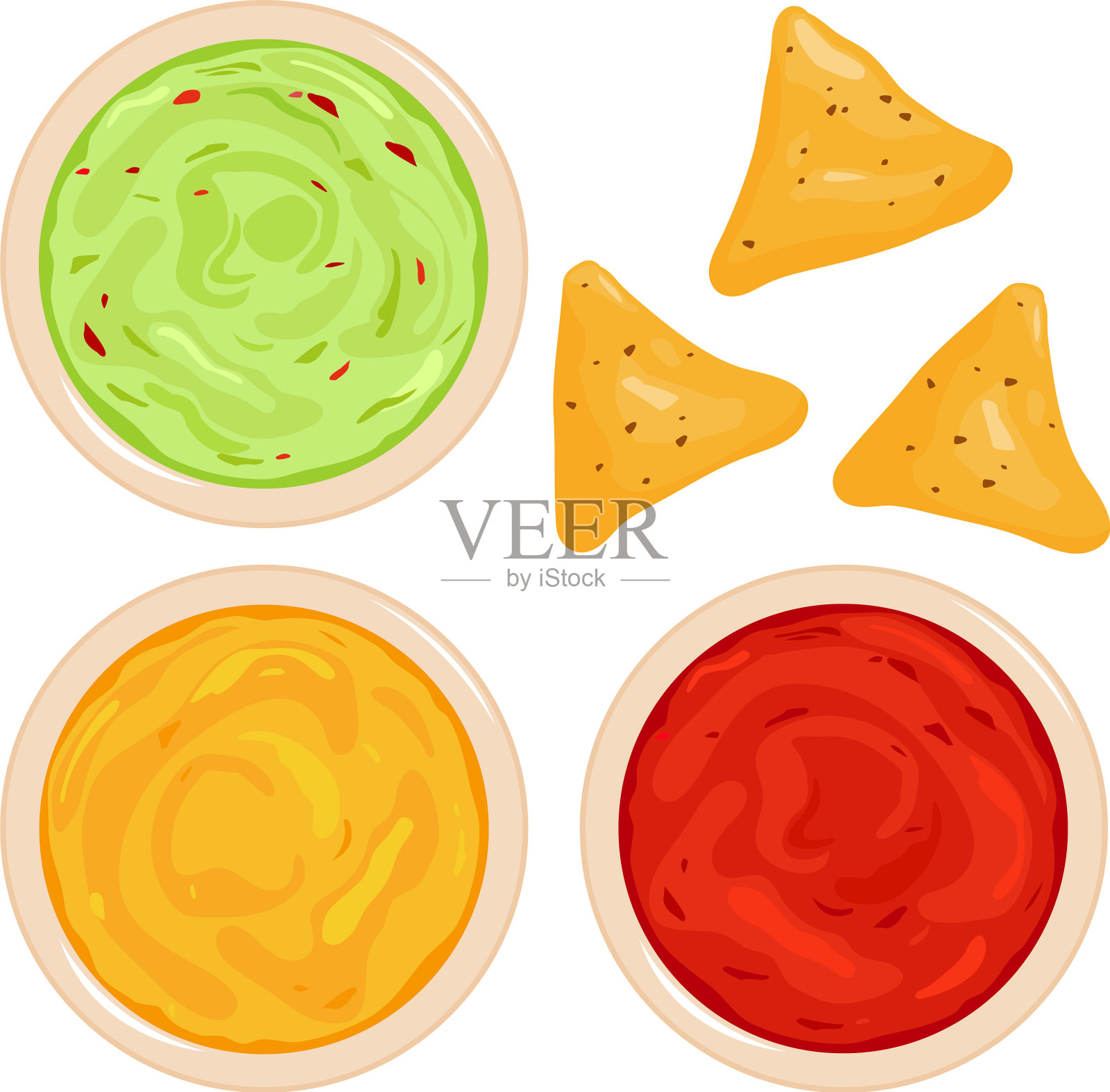 碗鳄梨鳄梨酱和玉米片插画图片素材