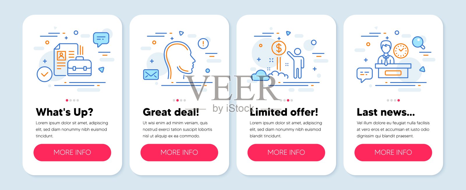 一组人的图标，如头，空缺，收入货币符号。表示时间线图标。向量设计模板素材