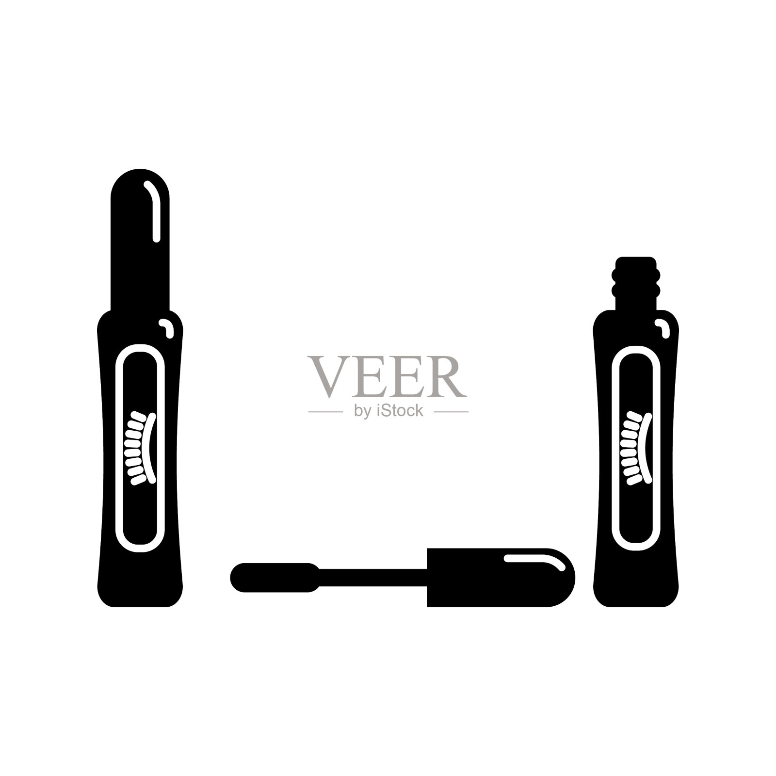 化妆品容器里的眼妆用睫毛刷插画图片素材