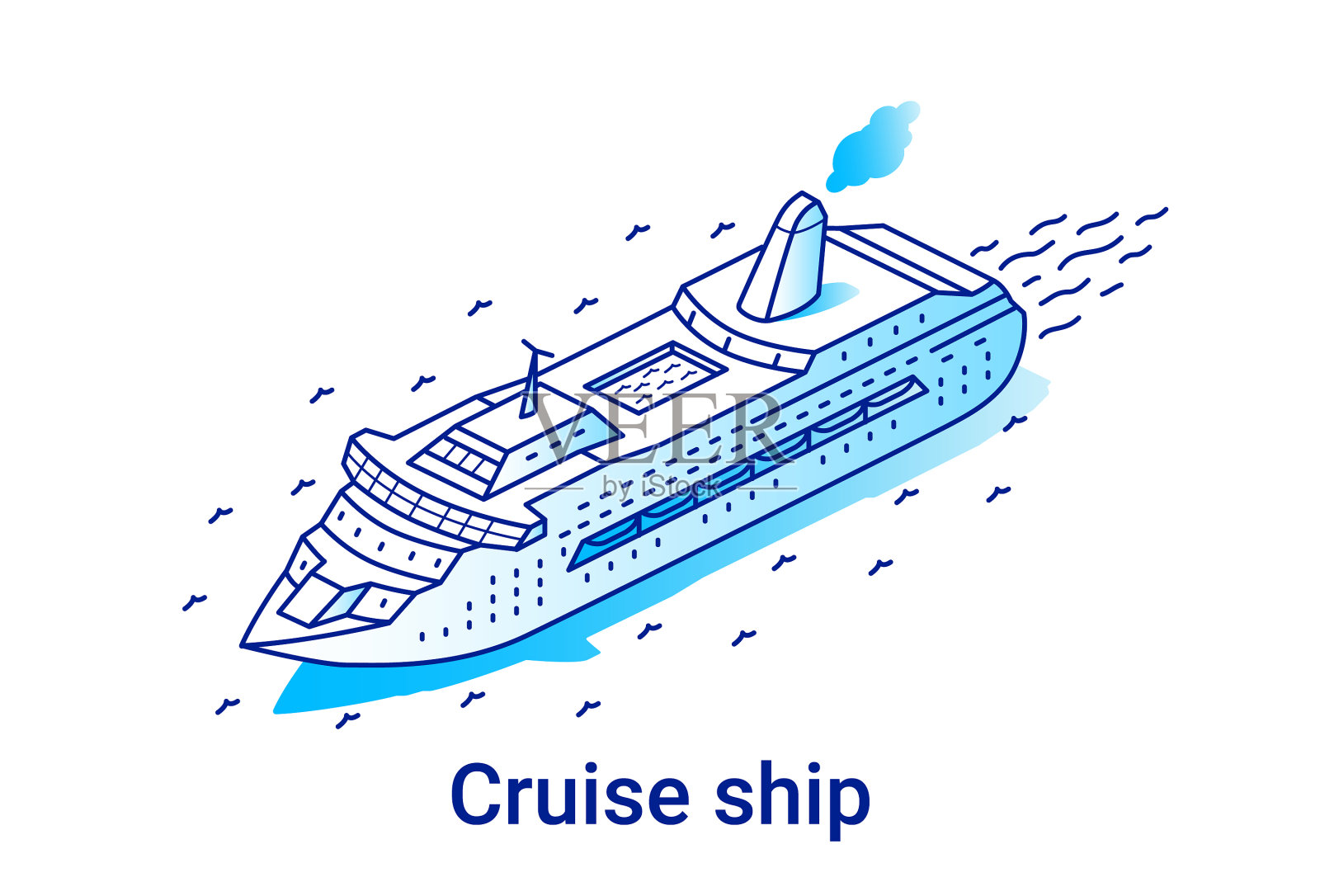 游轮等距线性插画图片素材