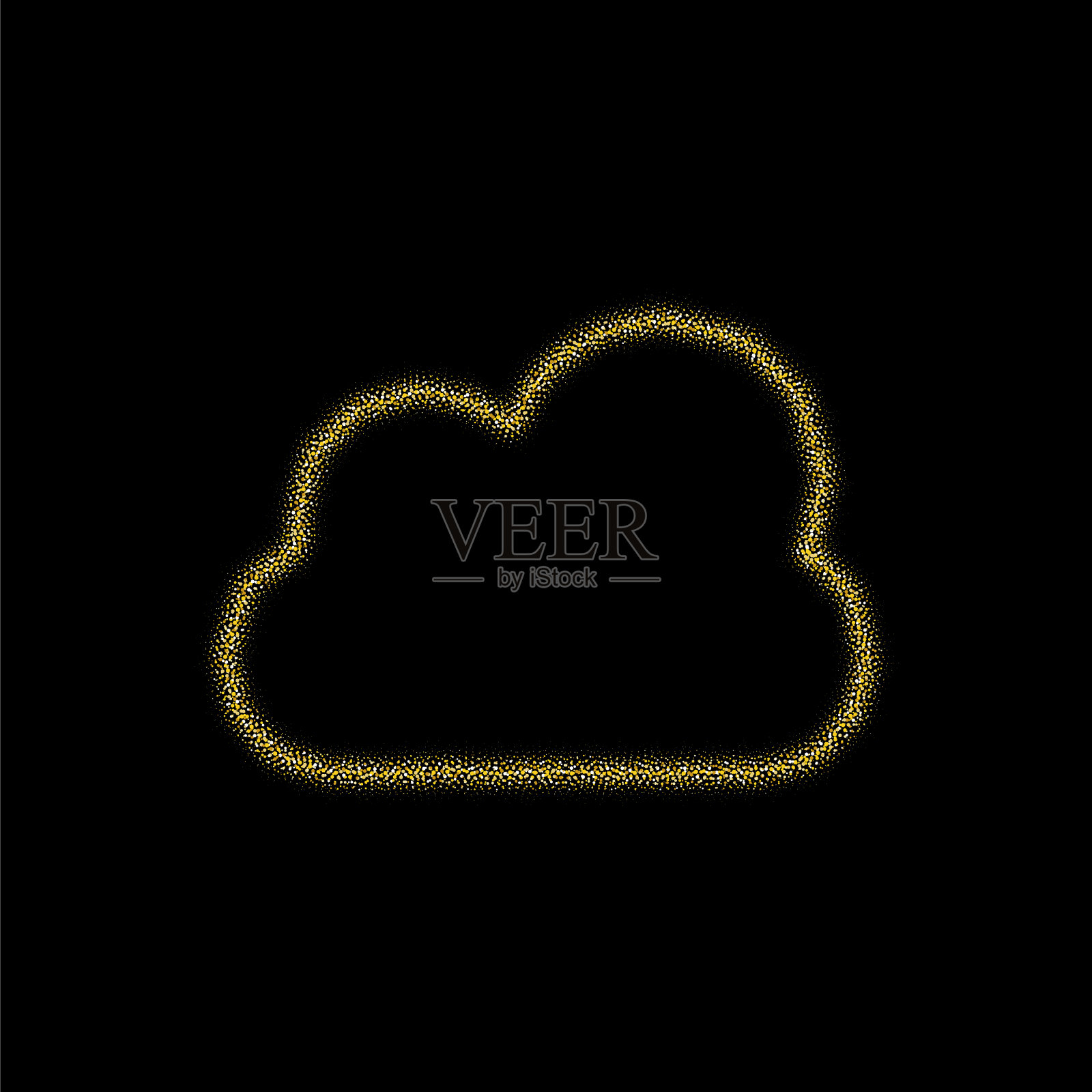 圣诞金色装饰的黄金闪闪发光，在黑色的背景上闪闪发光。矢量图标信封插画图片素材