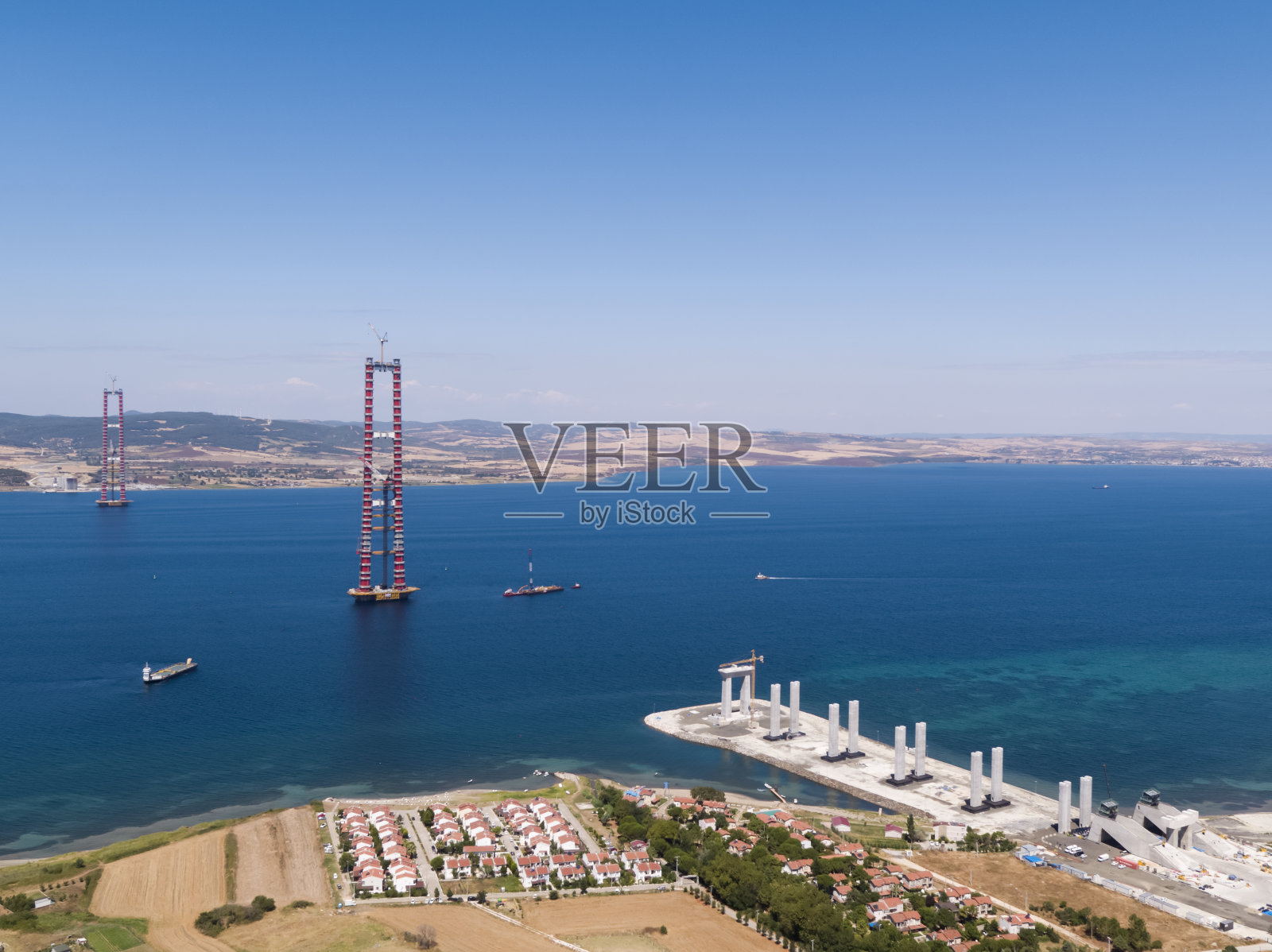 1915年Canakkale桥的建造照片摄影图片