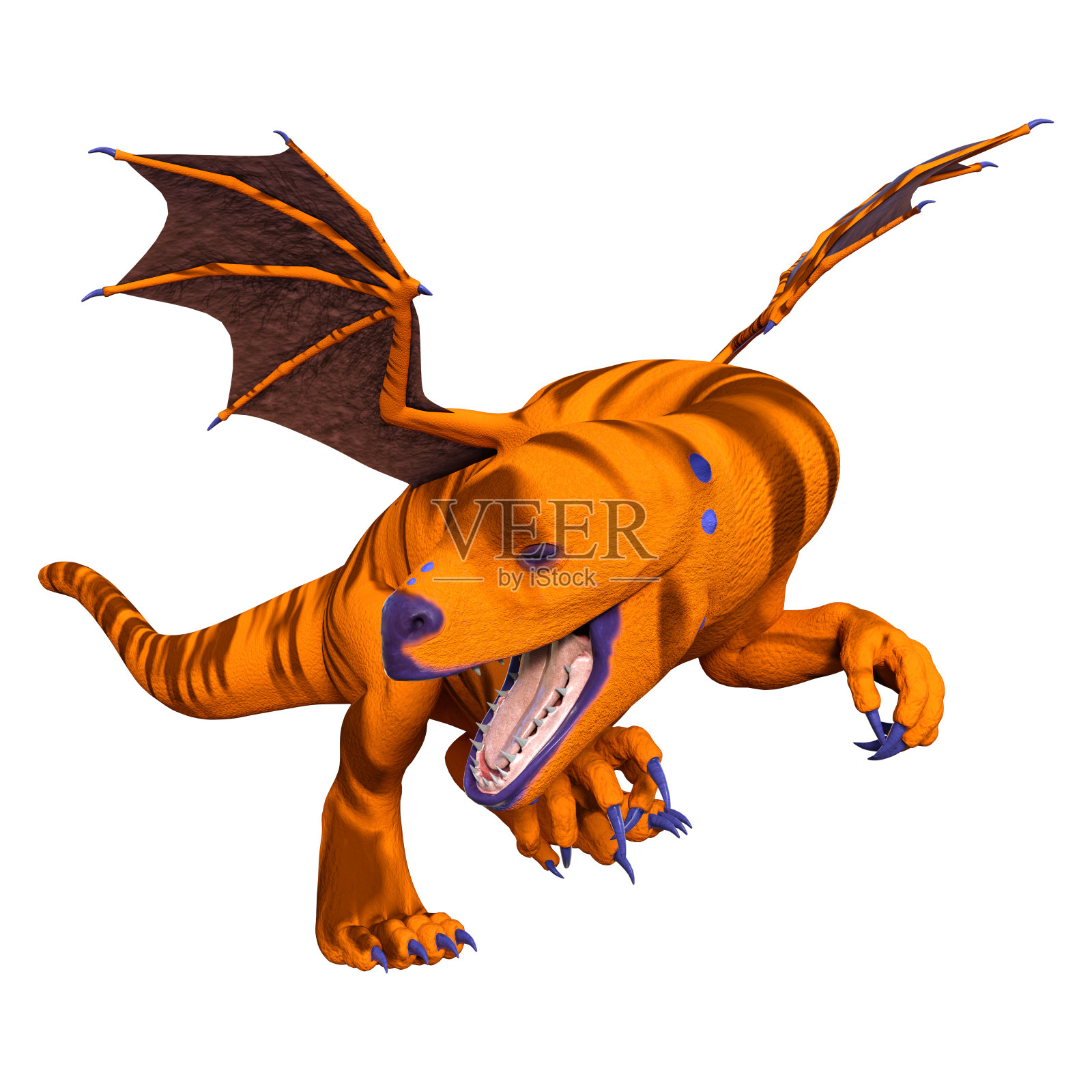 3D插图幻想龙在白色插画图片素材