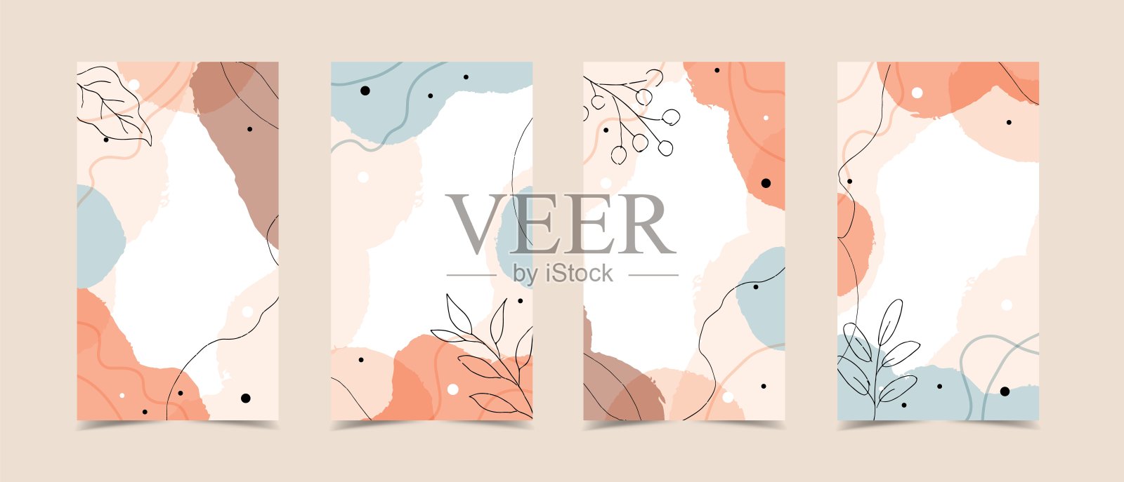 故事模板与抽象的现代背景与流体有机形状，柔和的颜色插画图片素材