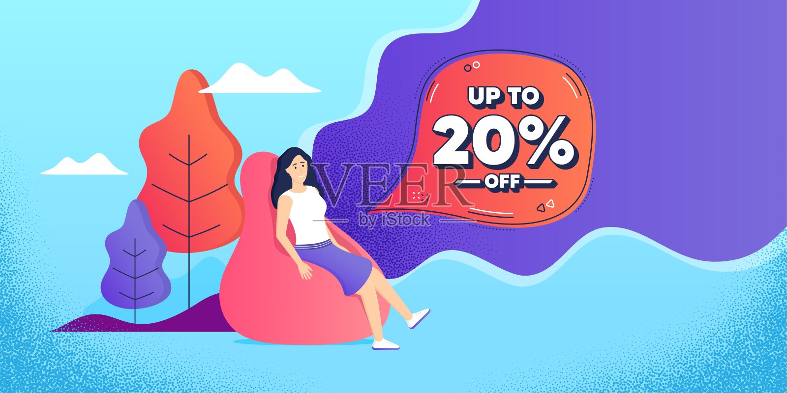 高达20%的折扣。折扣报价价格标志。向量设计模板素材