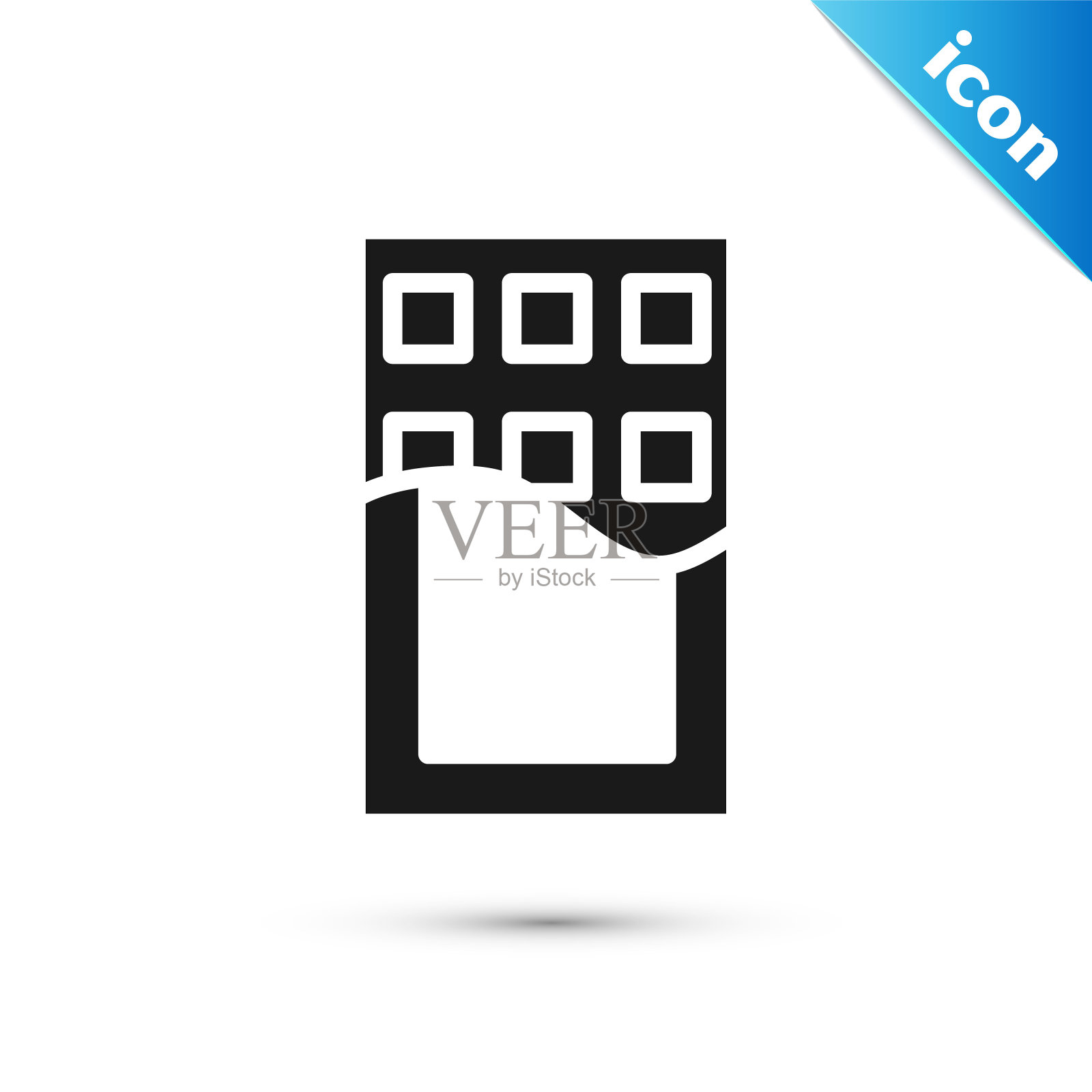 灰色巧克力条图标孤立的白色背景。向量图标素材