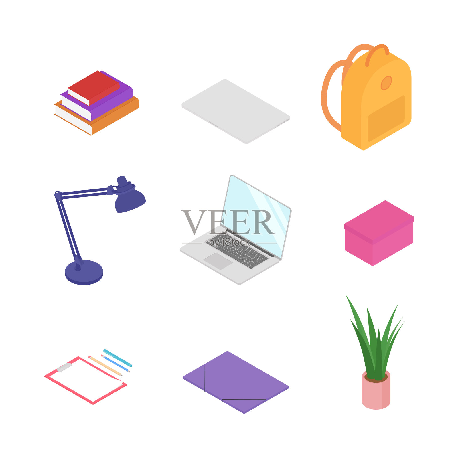 办公用品和笔记本电脑图标素材